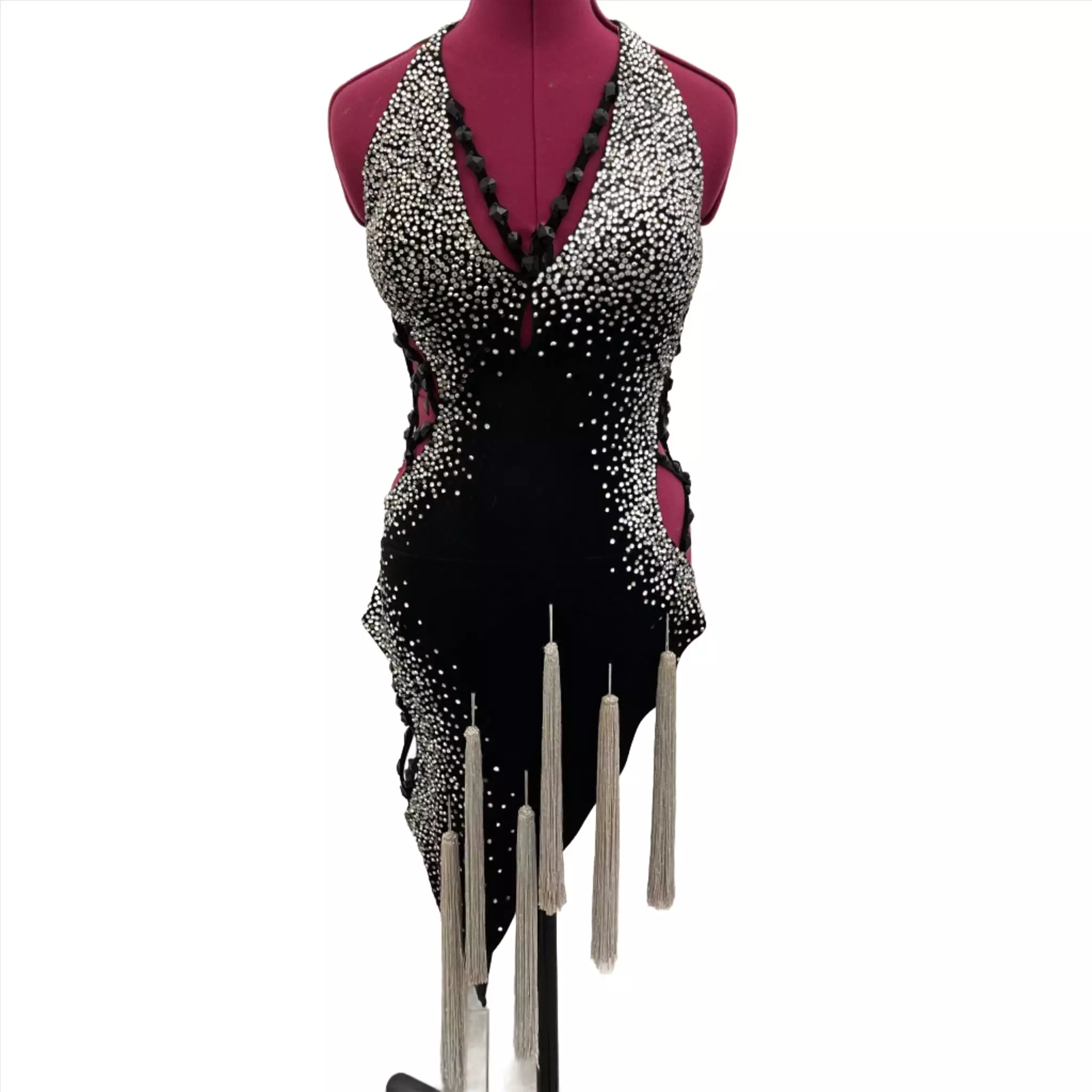 Jet Crystal Velvet Latin Dance Dress