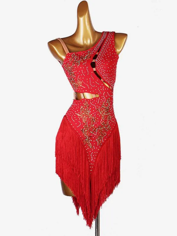 Latin Dance Costume Red Women's Lycra Spandex Dress Latin Dancer dancing Wear