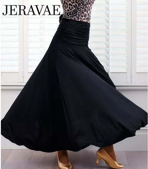 Long Black or Purple Ballroom Practice Skirt with Thick Gathered Waistband Sizes M-3XL PRA 281 in Stock