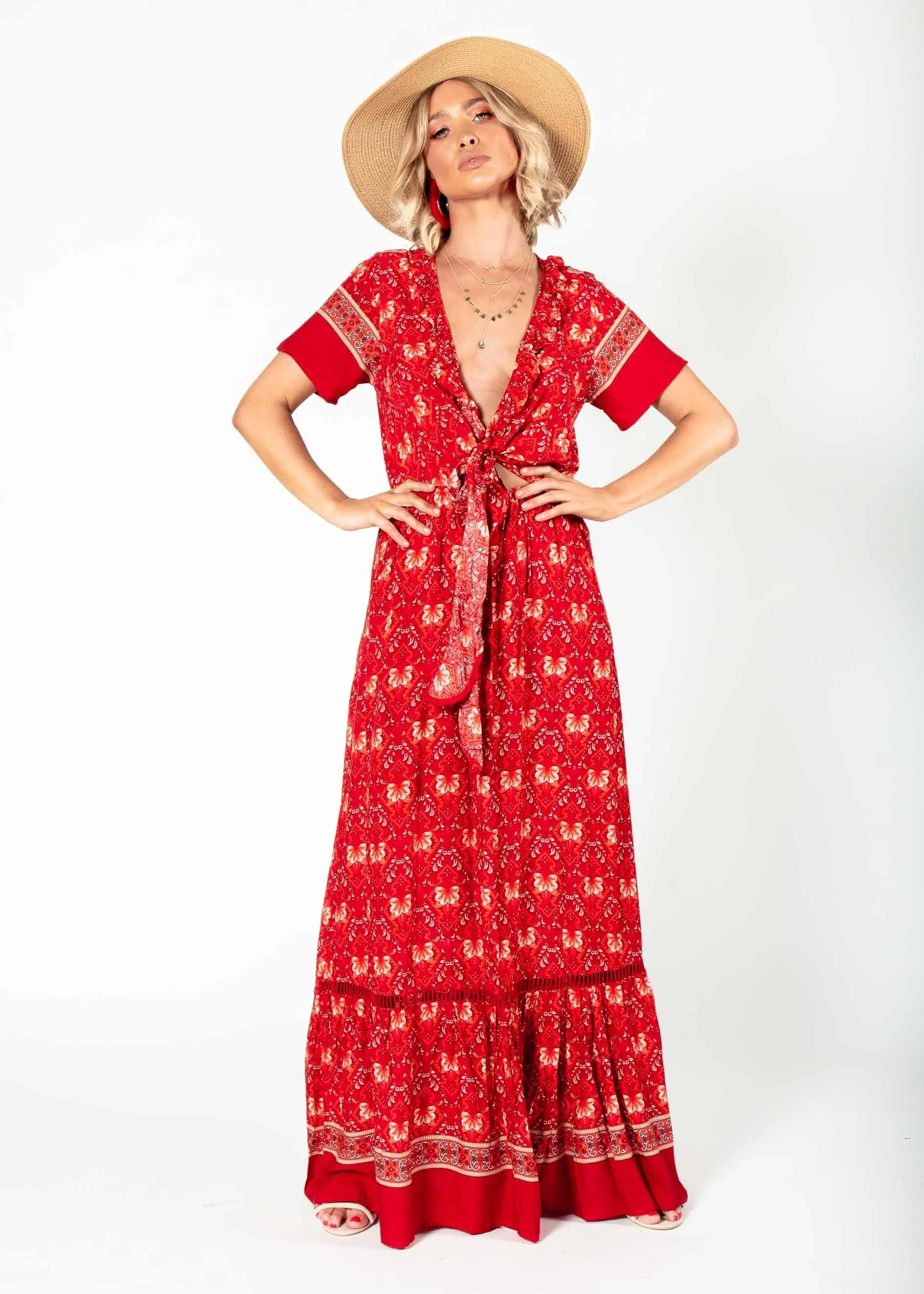 Mabel Tie Maxi Dress - Samba