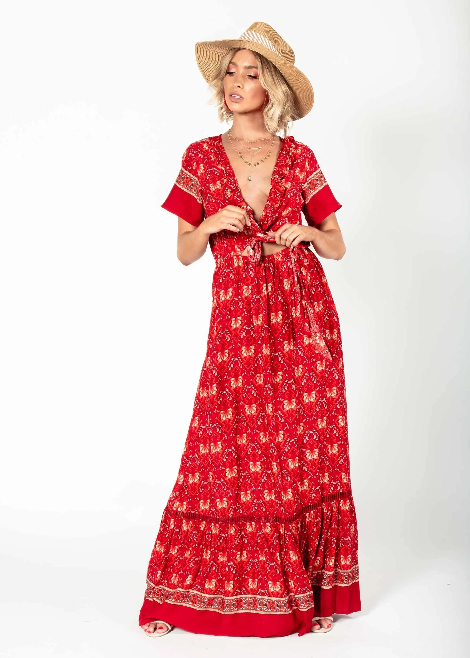 Mabel Tie Maxi Dress - Samba