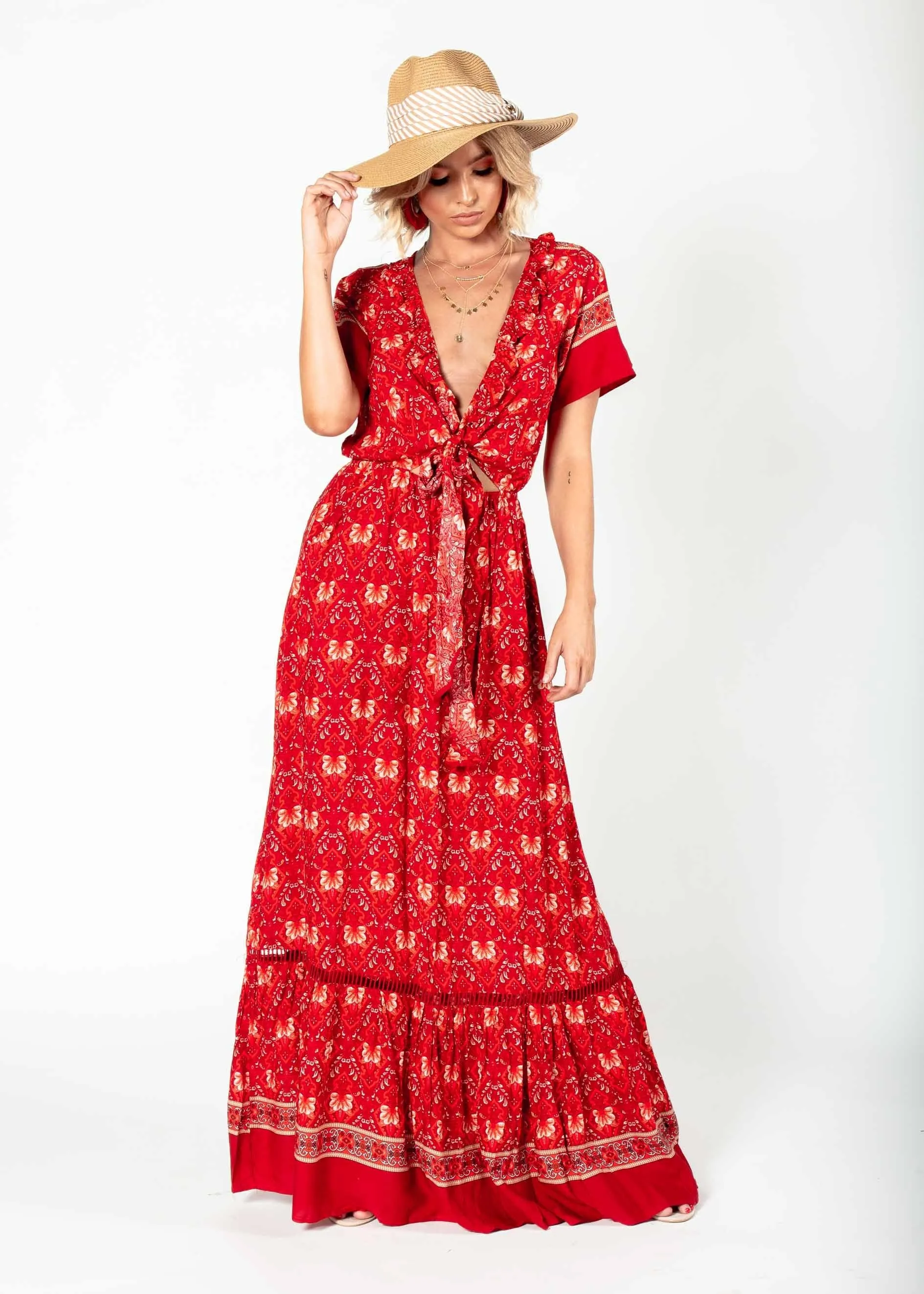 Mabel Tie Maxi Dress - Samba