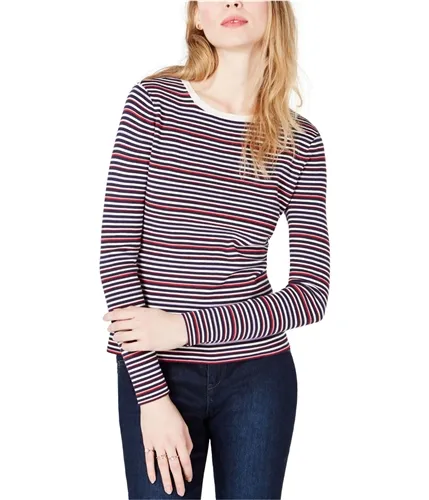 Maison Jules Womens Crew-Neck Striped Knit Sweater