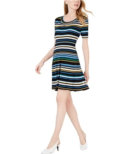 Maison Jules Womens Striped A-Line Sweater Dress