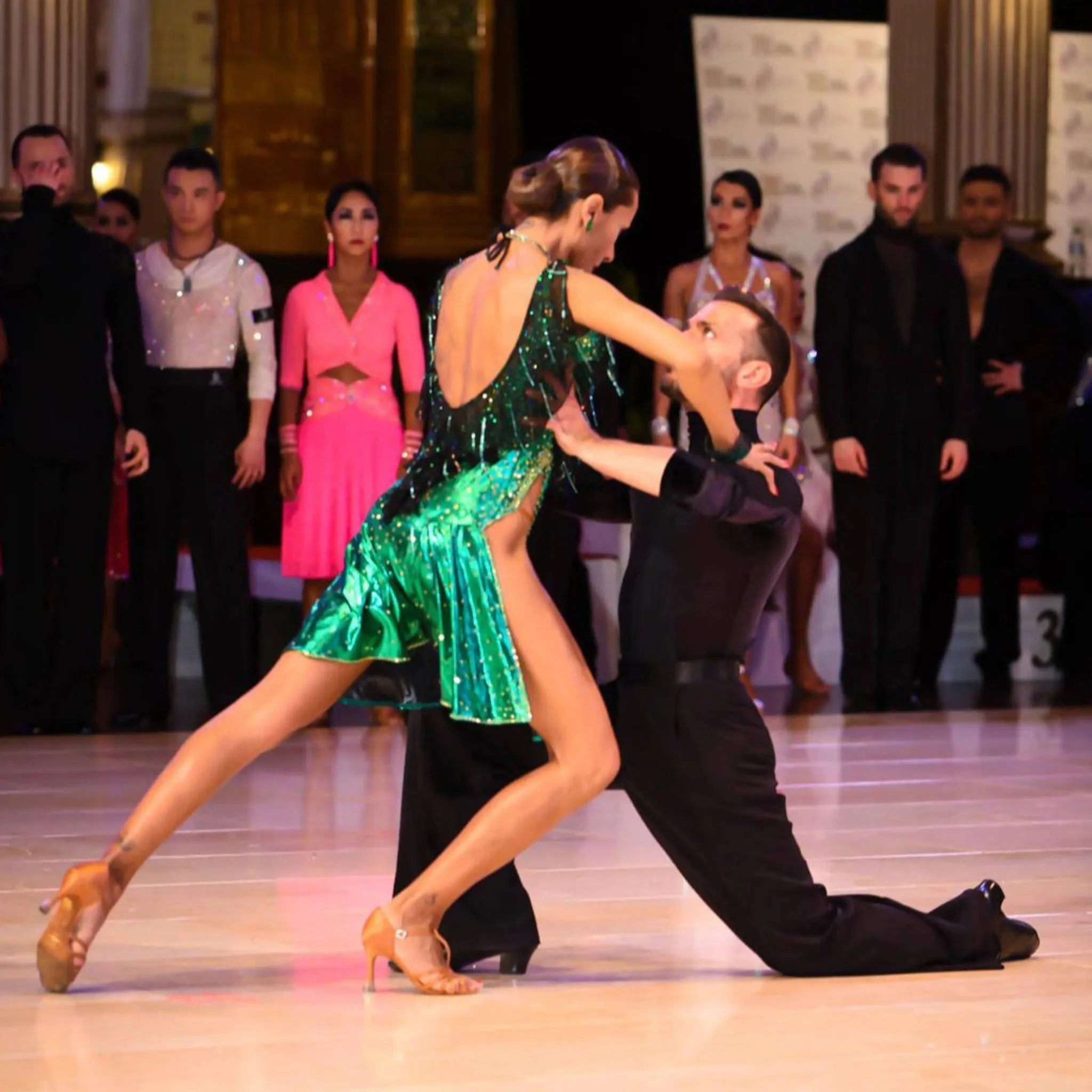 Metallic Emerald Green Latin Dress