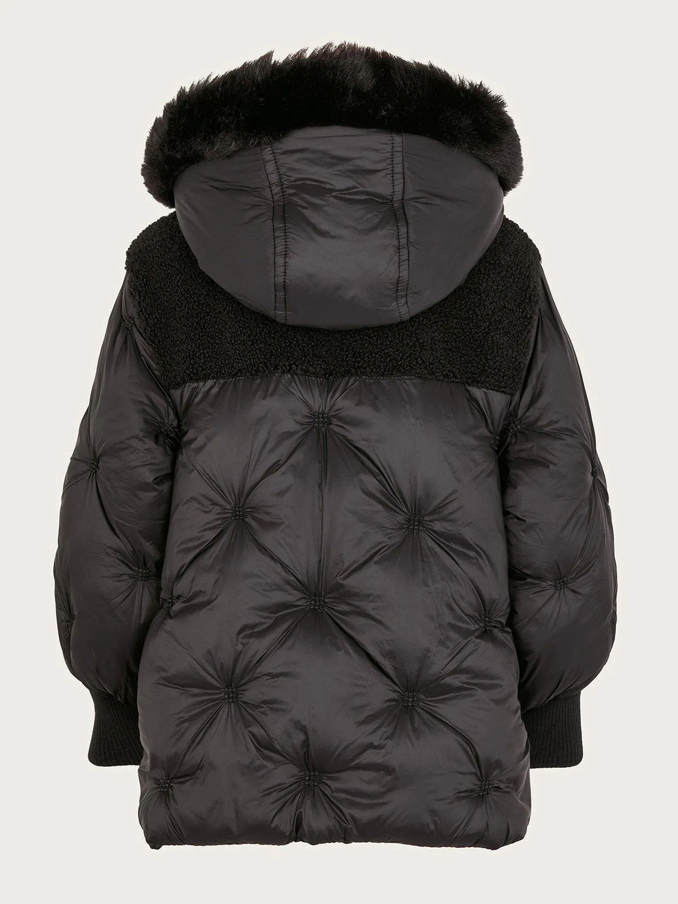 Monsoon Girls Chester Quilted Fleece Coat - Black