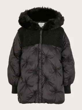 Monsoon Girls Chester Quilted Fleece Coat - Black