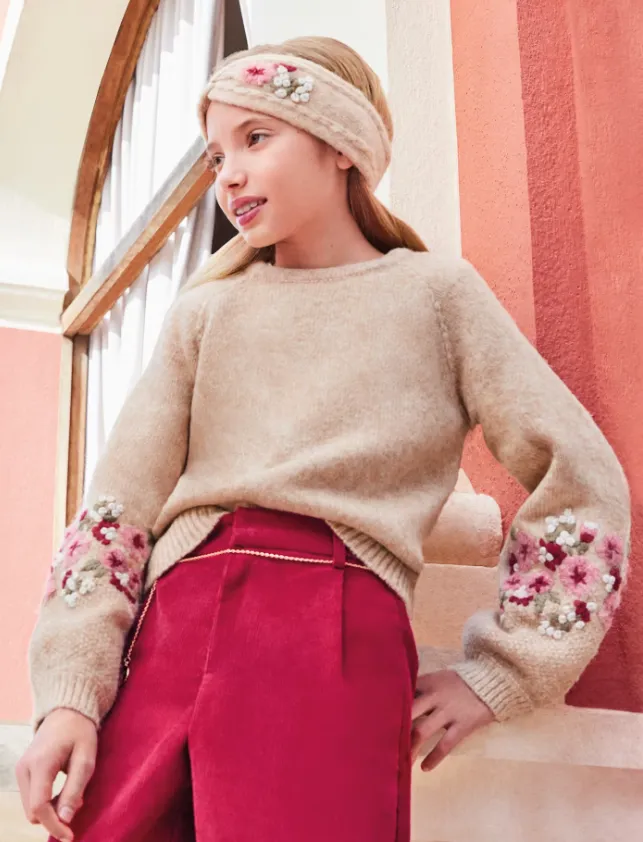 Oat Sweater w/ Embr Headband