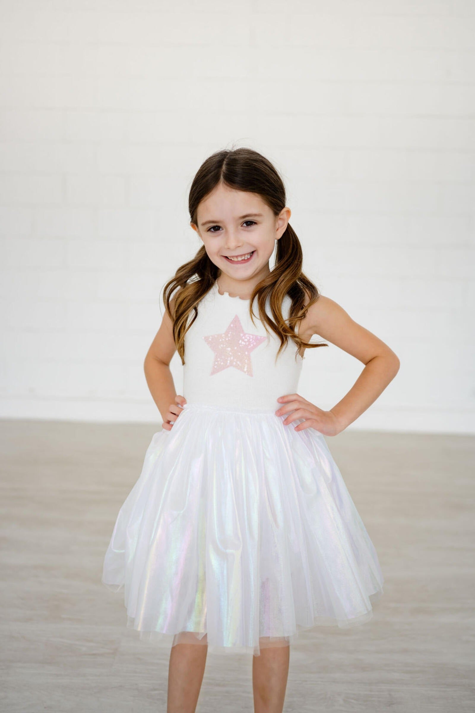 Petite Hailey Pearl Tutu Dress - White