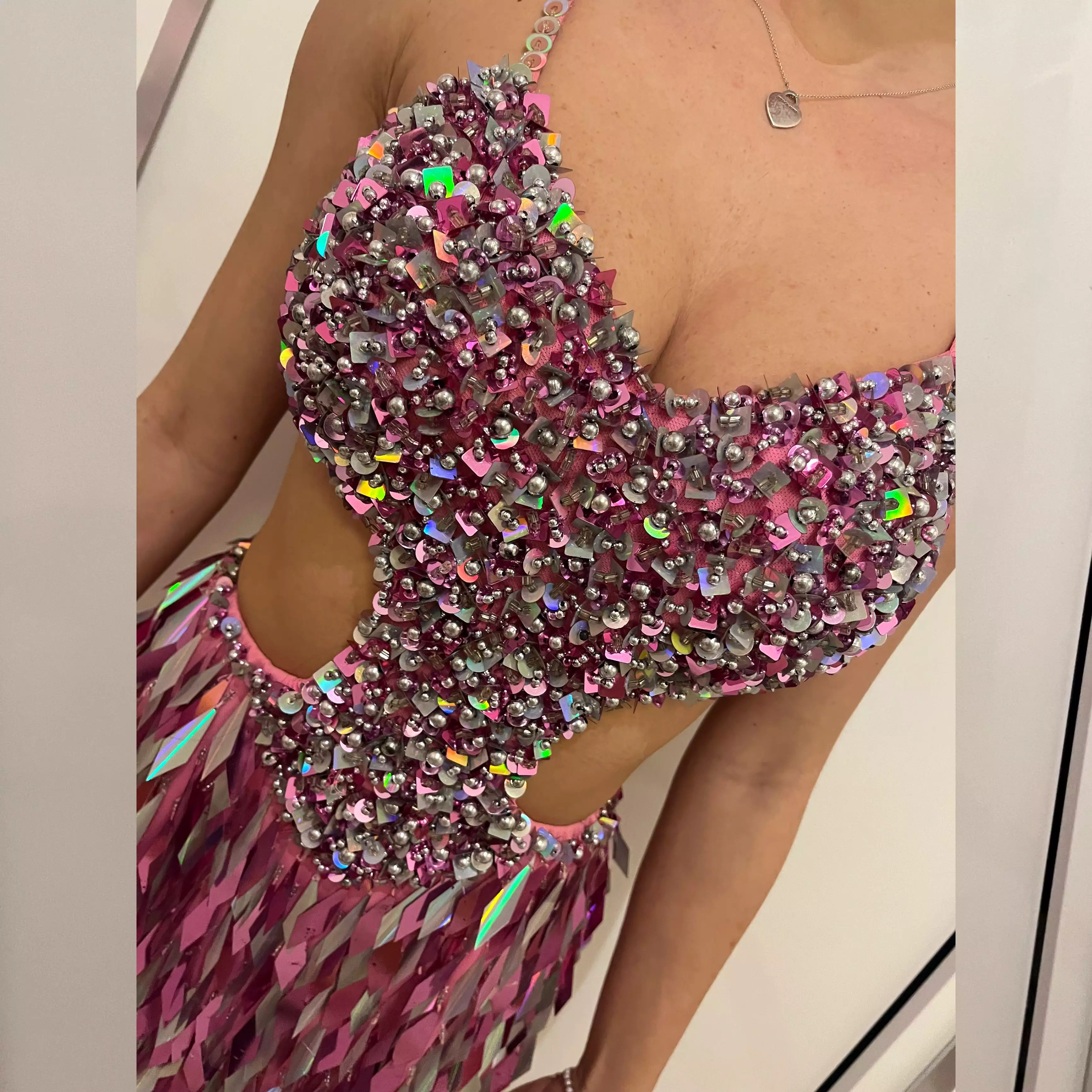 Pink Shiny Sequin Latin Dress