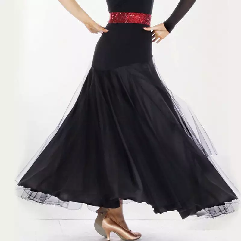 Red Chiffon and Satin Ballroom Practice Skirt PRA 004_sale