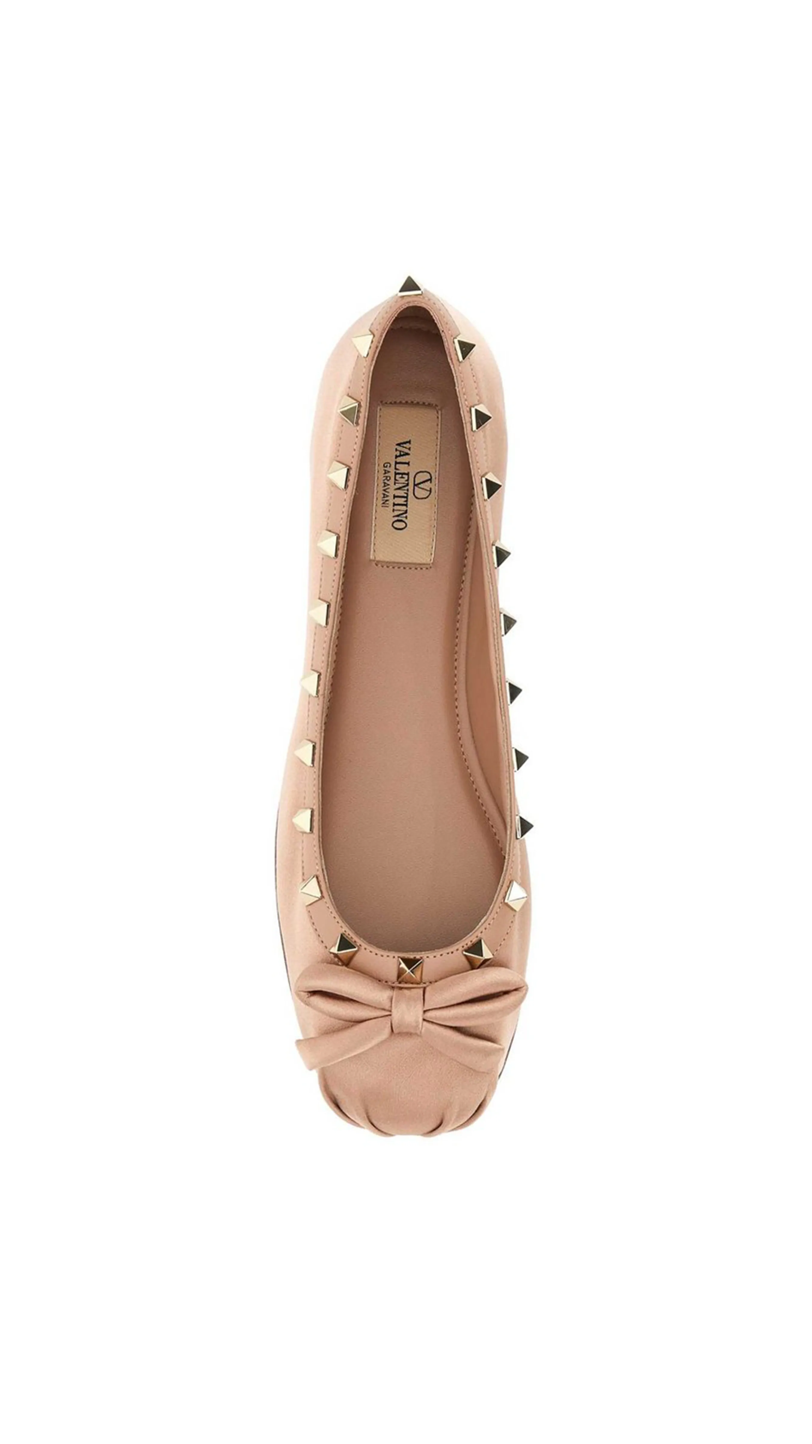 Rockstud Satin Ballerinas - Rose Cannelle