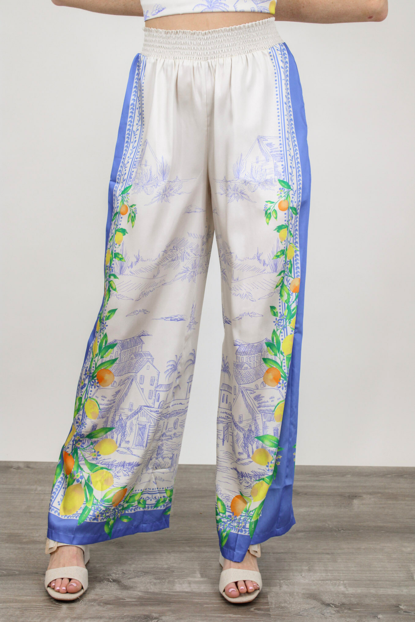 Santorini Skies Satin Pants