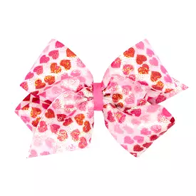 Sequins Heart Print Hair Bow on Clippie