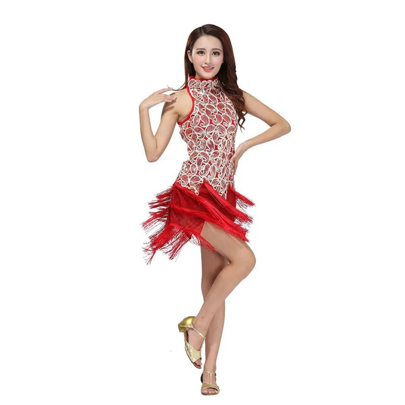 Sexy Bling Latin Sequins Ballroom Salsa Samba Rumba Tango Dress Dance Performance Dress SM6