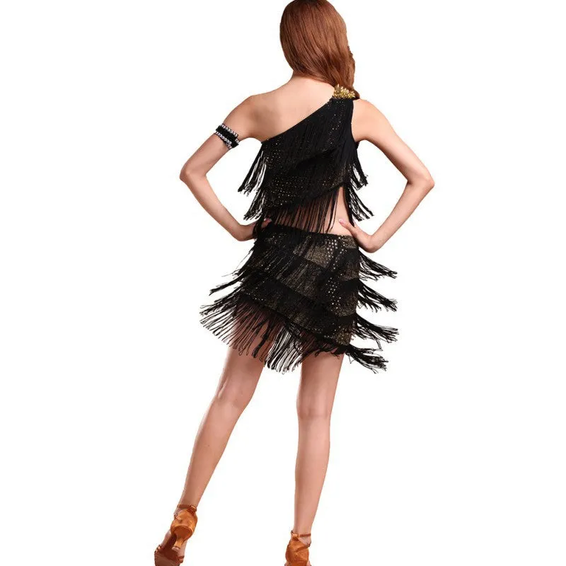 Sexy Women Latin Dance SkirtsRhythm Salsa Cha Cha Tassels Tango Dress Top Ballroom Y46SM6