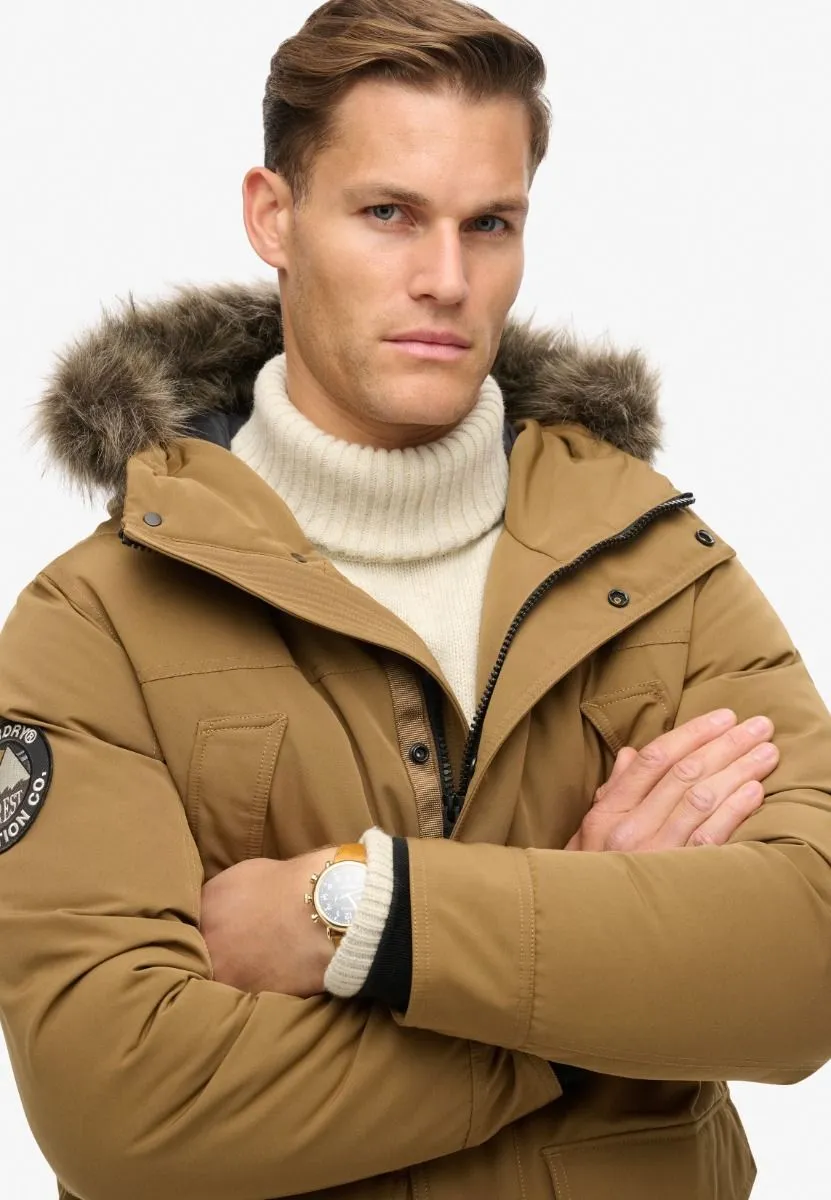 Superdry Everest Faux Fur Parka Jacket Kangaroo Brown