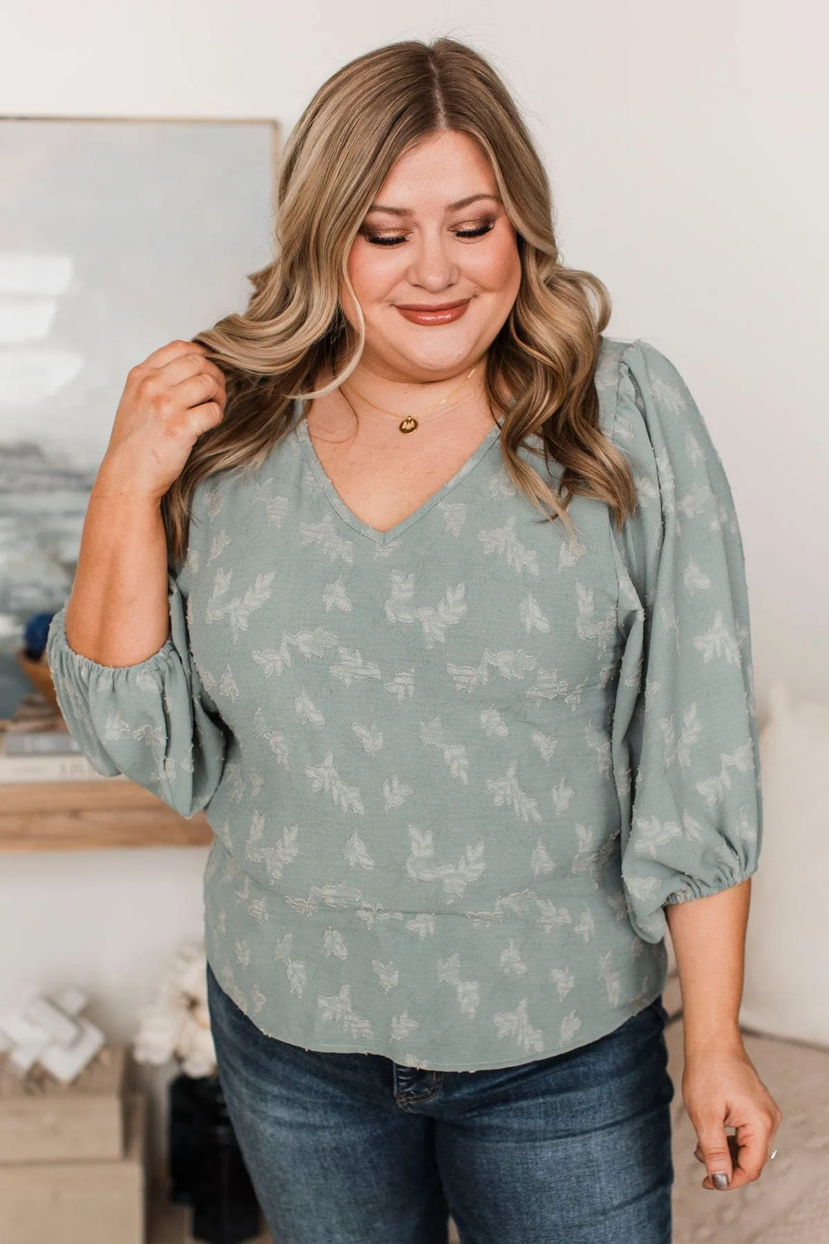 Sweet Compliments Floral Blouse- Sage