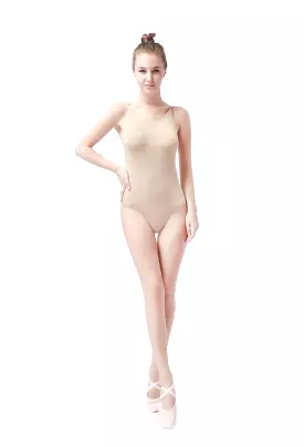 The Dixie by NeauxLa Dancewear Nude Cami Leotard w/ Clear & Nude straps Adult