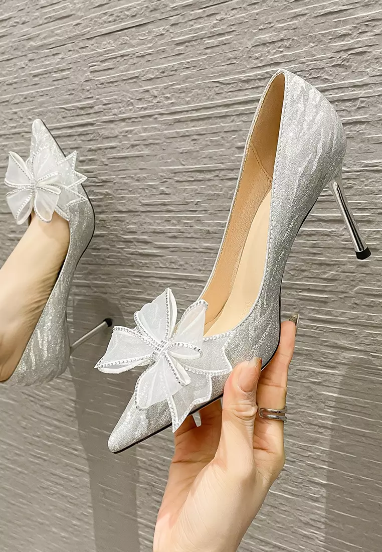 Twenty Eight Shoes 8.5CM Bow Knot Pointy Satin Pumps TE7198-2