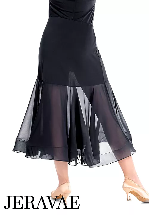 Victoria Blitz AREZZO Black Ballroom Practice Skirt with Long Side Slit and Crinoline Hem Sizes XS-3XL PRA 1011 in Stock