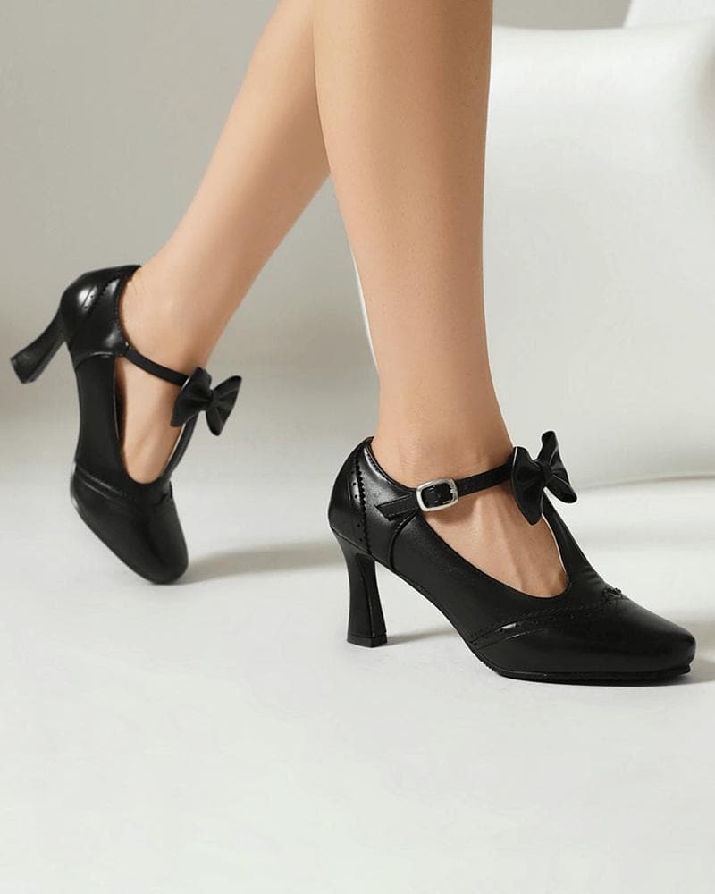 Women's Elegant Bow-knot Adjusting Buckle Heels