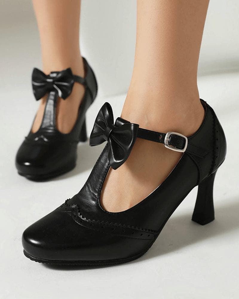 Women's Elegant Bow-knot Adjusting Buckle Heels