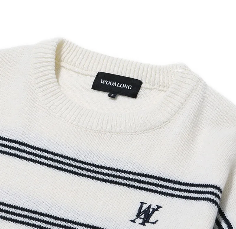 WOOALONG  |Crew Neck Stripes Unisex Nylon Street Style U-Neck