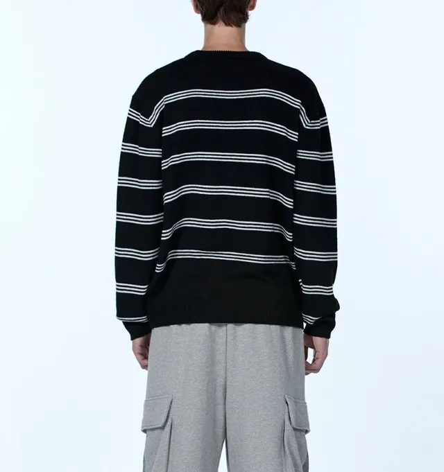 WOOALONG  |Crew Neck Stripes Unisex Nylon Street Style U-Neck