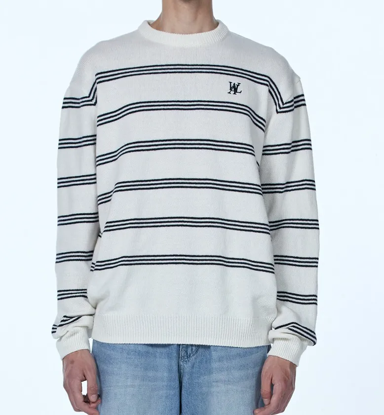 WOOALONG  |Crew Neck Stripes Unisex Nylon Street Style U-Neck