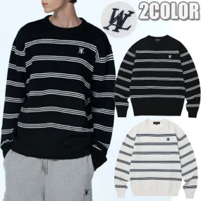 WOOALONG  |Crew Neck Stripes Unisex Nylon Street Style U-Neck