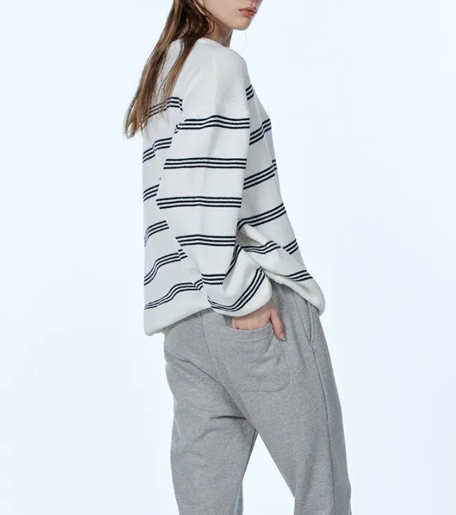 WOOALONG  |Crew Neck Stripes Unisex Nylon Street Style U-Neck