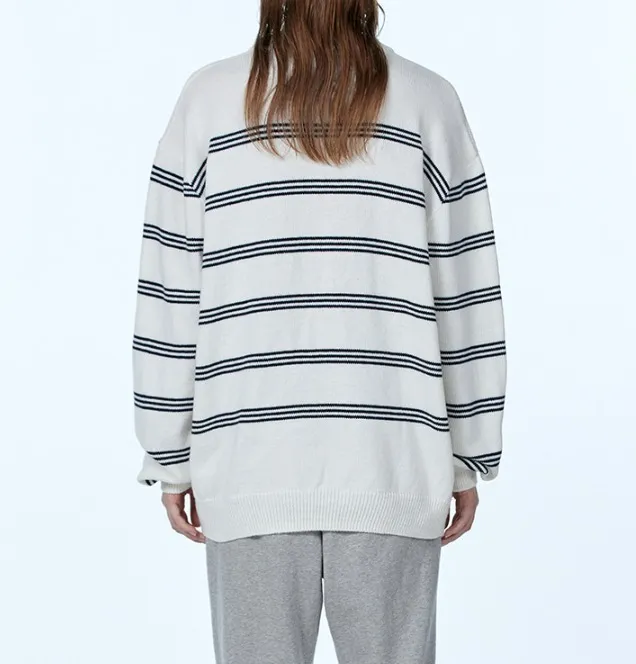 WOOALONG  |Crew Neck Stripes Unisex Nylon Street Style U-Neck